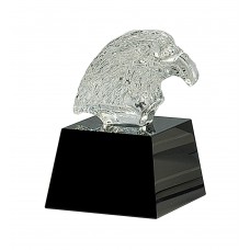 CRY322 Clear Crystal Eagle Head on Black Pedestal Base